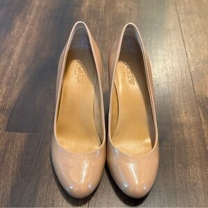 J. Crew Sylvia Patent Nude Wedge Heels